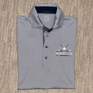Greyson Men's Size S White/Gray Stripe Performance Wear Short Sleeve Golf Polo